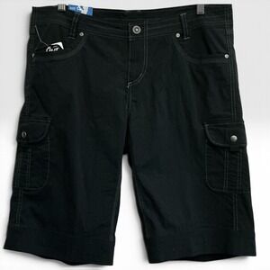 NWT Kuhl Splash 11" Konkurve Black Cargo Hiking Shorts Size 14 Contrast Stitch